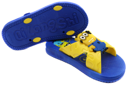 Kinder Badelatschen Badeschlappen Minion Blau Gelb lustige Schlappen Schuhe – Bild 2