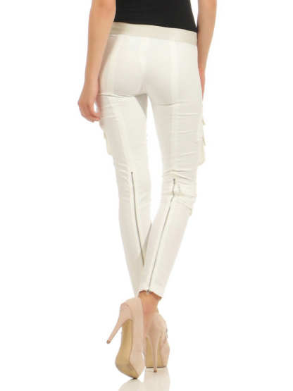Pinko Xenon Skinny Drill Superstrech Jeans Stretch Leggings Hose Weiss Exclusive Leggins Stretchhose Stretchjeans – Bild 2