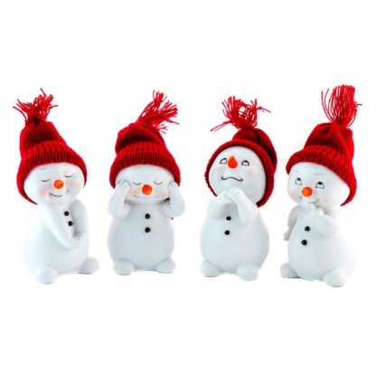 4er-Set Schneemänner Figuren Weihnachtsdekoration