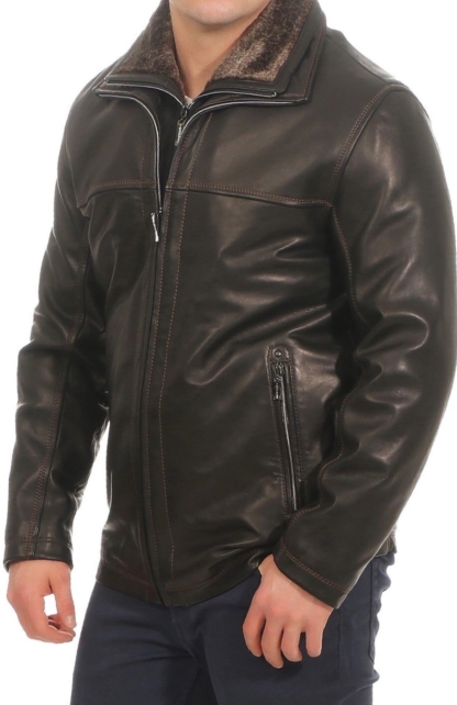Trapper Marshall Lamb Nappa Lederjacke Herren Leder Jacke Braun Gr. S-M 46 - 48 – Bild 4
