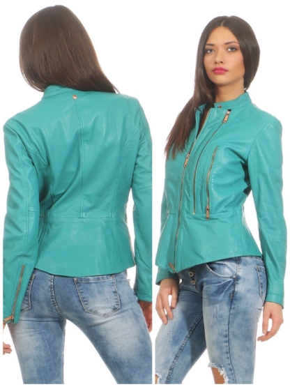 DIESEL L-PAL GIACCA Damen Lederjacke Jacke Farbe Grün Gr. S Green Damenjacke