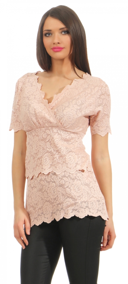 Ashley Brooke Damen Spitzenshirt Shirt Rose V Neck Spitze Damenshirt 34 36 38 – Bild 4