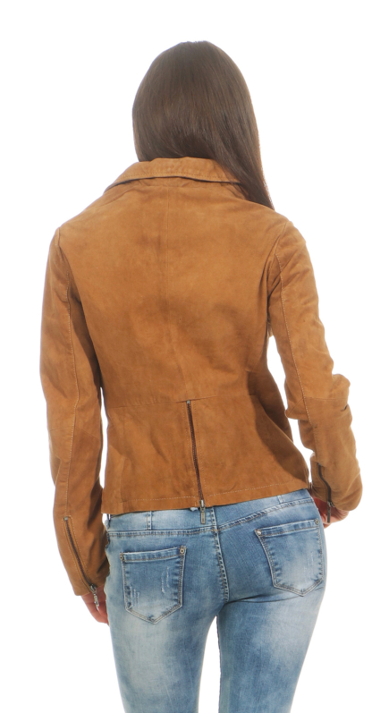 REVERSO Damen Lederjacke Rauleder Lammleder Braun Damenjacke Leder Echtleder – Bild 3