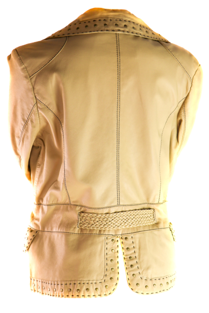 el / suelo Damen Lederjacke Jacke beige Leder Nude elegant Fest Feier Party – Bild 4
