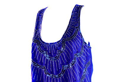JANE NORMAN Trägershirt Blue Blau Top Shirt Pailletten Perlen glänzend Pailetten – Bild 2