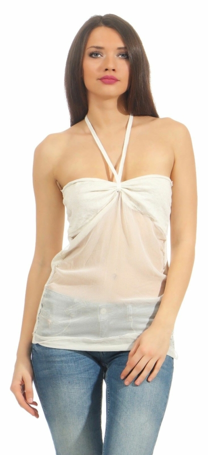 Patrizia Pepe Maglia Seidentop NP 119€ Trägershirt Seide weiß Neckolder Top – Bild 2