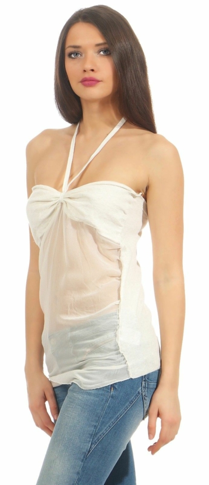 Patrizia Pepe Maglia Seidentop NP 119€ Trägershirt Seide weiß Neckolder Top – Bild 4