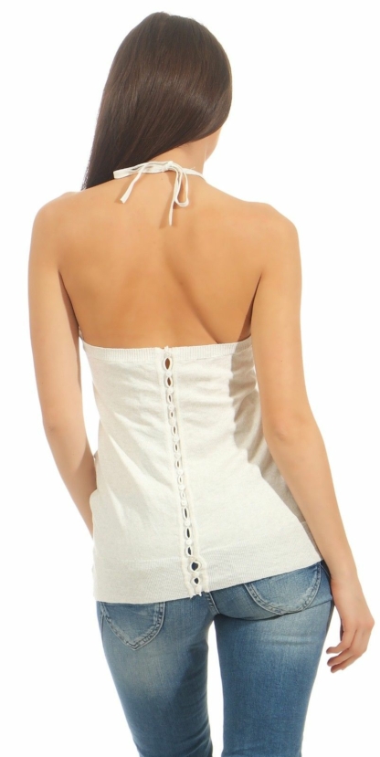 Patrizia Pepe Maglia Seidentop NP 119€ Trägershirt Seide weiß Neckolder Top – Bild 3