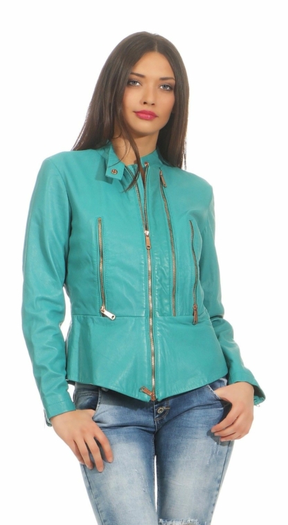 DIESEL L-PAL GIACCA Damen Lederjacke Jacke Farbe Grün Gr. S Green Damenjacke – Bild 4