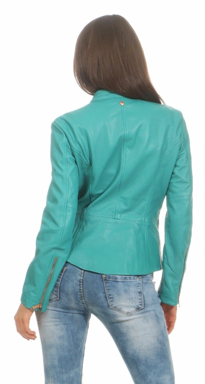 DIESEL L-PAL GIACCA Damen Lederjacke Jacke Farbe Grün Gr. S Green Damenjacke – Bild 3