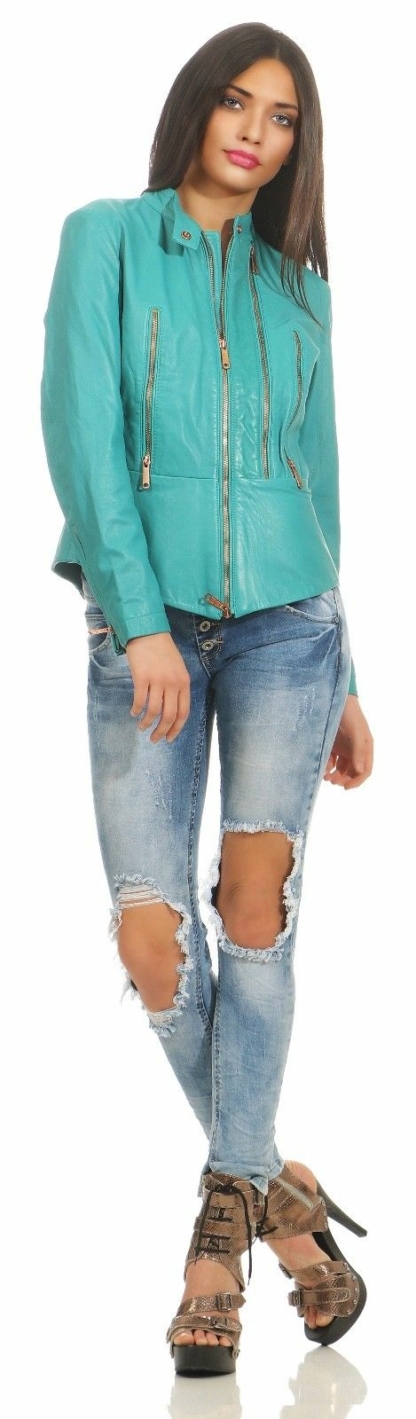 DIESEL L-PAL GIACCA Damen Lederjacke Jacke Farbe Grün Gr. S Green Damenjacke – Bild 5