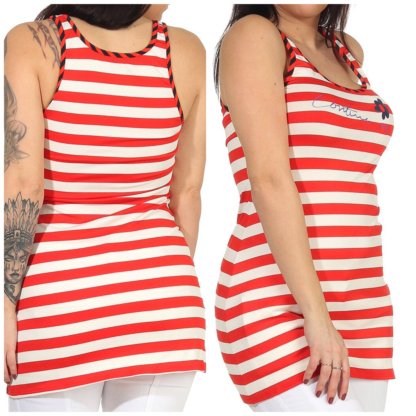 JUICY COUTURE Strandkleid Tunika Strand rot weiß Sailor Kleid Party Gr. S M L