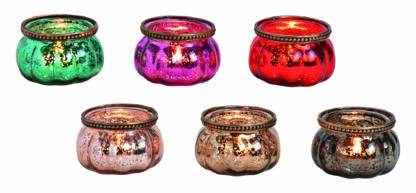 6 x XXL Teelichter Windlichter Antik Bunt Glas Vintage NEU Dekoration Geschenk