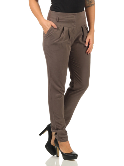 Patrizia Pepe Damenhose Bundfaltenhose Damen Hose lange Beine braun 34 36 38 – Bild 2