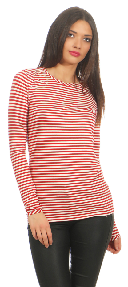PATRIZIA PEPE Damen T-Shirt Langarm Shirt Damenshirt rot weiß Langarmshirt Neu