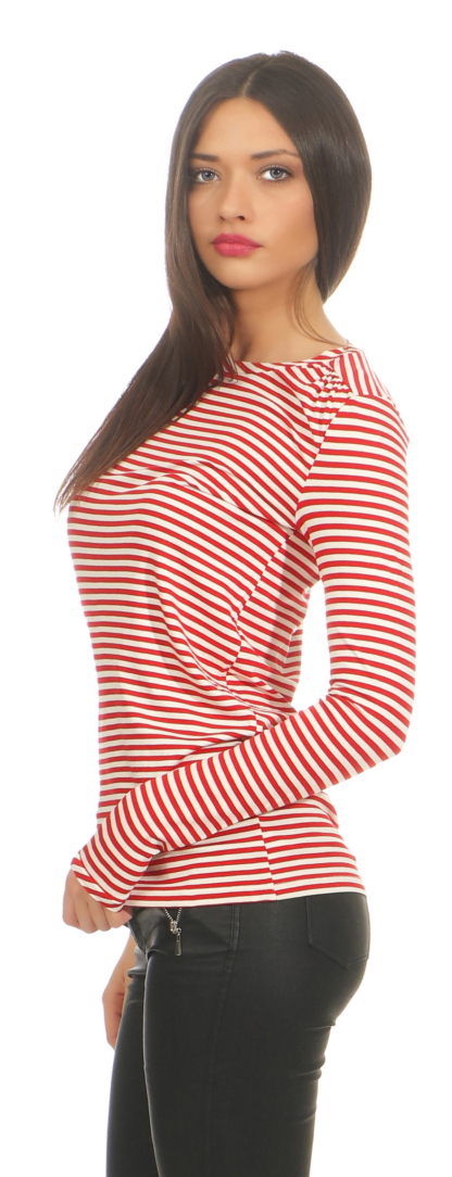 PATRIZIA PEPE Damen T-Shirt Langarm Shirt Damenshirt rot weiß Langarmshirt Neu – Bild 2