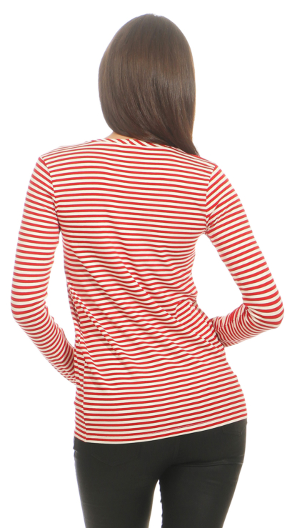 PATRIZIA PEPE Damen T-Shirt Langarm Shirt Damenshirt rot weiß Langarmshirt Neu – Bild 3