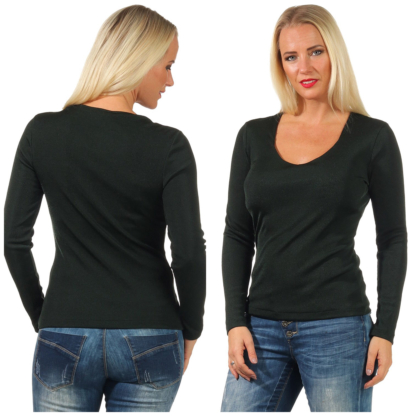 La Perla 2 in 1 Top mit Bustier Gr. L Shirt Basic glänzend Langarm dunkelgrün BH innen
