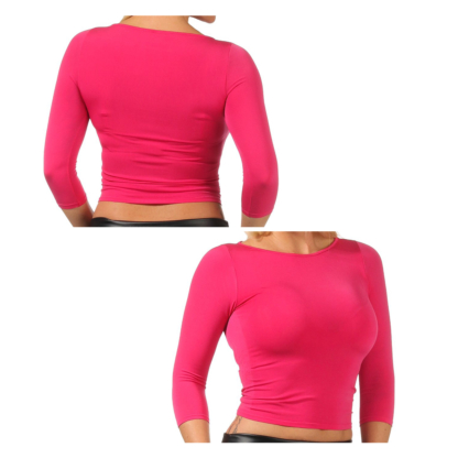 La Perla Top 3/4 Arm Shirt Pink Basic T-Shirt Damen Unterhemd rosa nahtlos pink – Bild 4