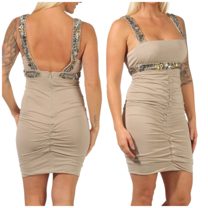 Pinko Glitzer Sommerkleid M Party Cocktailkleid Kleid Partykleid beige Glamour
