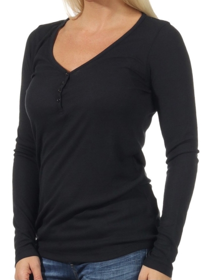 CONLEYS Damen T-Shirt Langarm Shirt V Neck Blau Navy Dunkelblau Damenshirt L XL – Bild 2