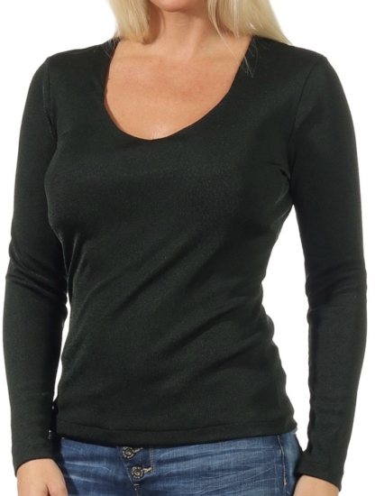 La Perla 2 in 1 Top mit Bustier Gr. L Shirt Basic glänzend Langarm dunkelgrün BH innen – Bild 2