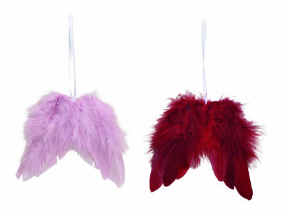 2er-Set Dekoration Anhänger Engel Flügel Baumschmuck rosa bordeaux Engelsflügel
