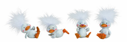 4er-Set Enten Dekoration Figuren Figur mit Federn als Kopfschmuck lustig Deko