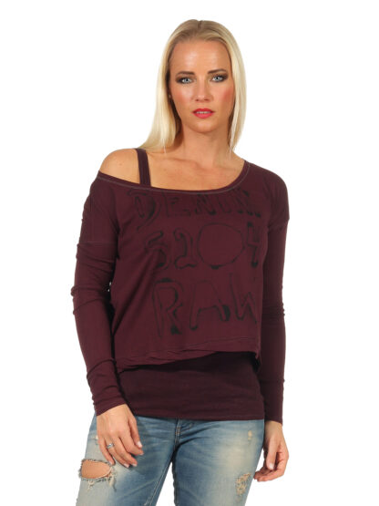 G-STAR 2 teiliges Langarm Shirt Pulli Sweater Trägershirt Shirt S L lila Maroon – Bild 4