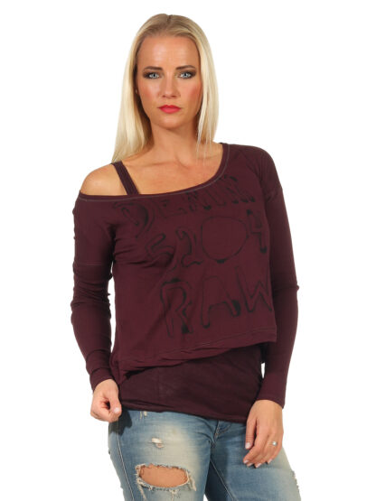 G-STAR 2 teiliges Langarm Shirt Pulli Sweater Trägershirt Shirt S L lila Maroon – Bild 2