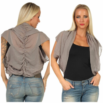 Patrizia Pepe Damen Seiden Weste Damenjacke Jacket 34 36 grau Silk Seidenweste