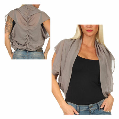 Patrizia Pepe Damen Seiden Weste Damenjacke Jacket 34 36 grau Silk Seidenweste – Bild 5