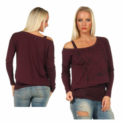 G-STAR 2 teiliges Langarm Shirt Pulli Sweater Trägershirt Shirt S L lila Maroon